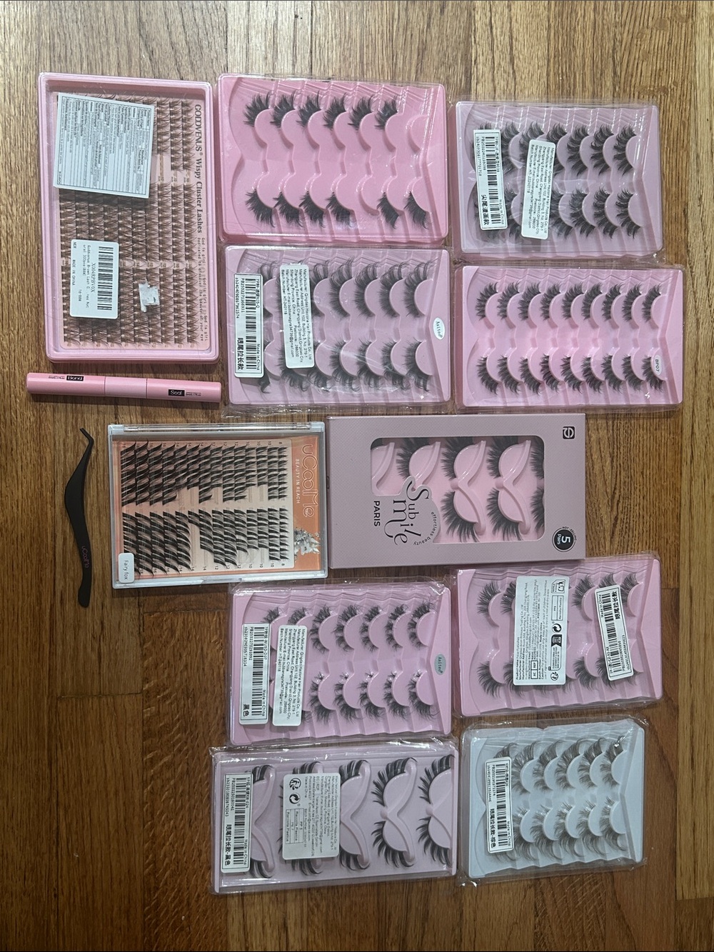 False Eyelashes Kit Huge Bundle - Pink Multi-Pack Lash Set, Glue and Tweezers